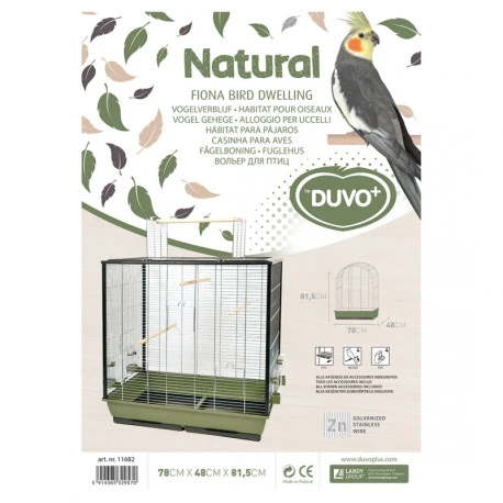 Duvo Cage Pour Oiseaux "Natural Fiona" Vert Olive/zinc - 78x48x81,5cm – Image 2