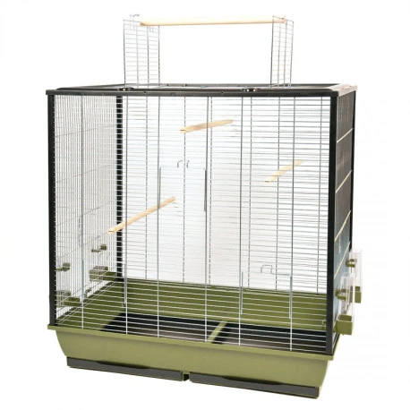 Duvo Cage Pour Oiseaux "Natural Fiona" Vert Olive/zinc - 78x48x81,5cm